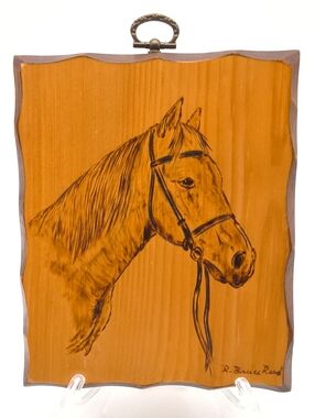 Vintage Pyrography Horse Portrait by R. Bruce Read
